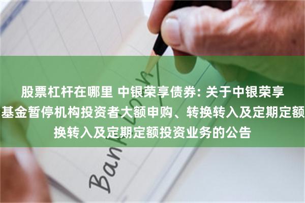 股票杠杆在哪里 中银荣享债券: 关于中银荣享债券型证券投资基金暂停机构投资者大额申购、转换转入及定期定额投资业务的公告