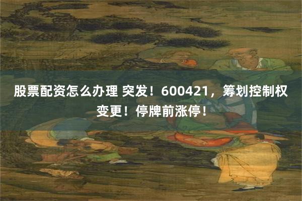 股票配资怎么办理 突发！600421，筹划控制权变更！停牌前涨停！