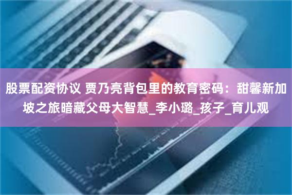 股票配资协议 贾乃亮背包里的教育密码：甜馨新加坡之旅暗藏父母大智慧_李小璐_孩子_育儿观