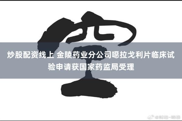炒股配资线上 金陵药业分公司噁拉戈利片临床试验申请获国家药监局受理