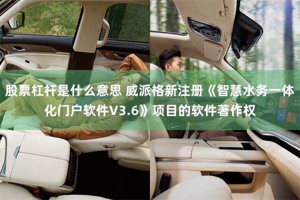股票杠杆是什么意思 威派格新注册《智慧水务一体化门户软件V3.6》项目的软件著作权
