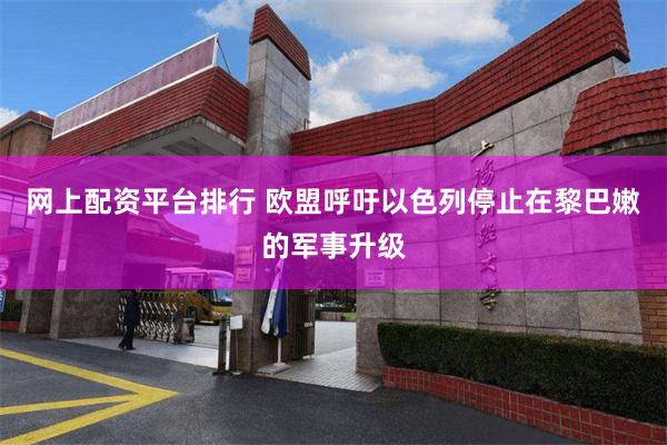 网上配资平台排行 欧盟呼吁以色列停止在黎巴嫩的军事升级