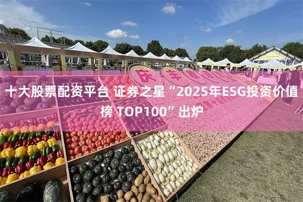 十大股票配资平台 证券之星“2025年ESG投资价值榜 TOP100”出炉