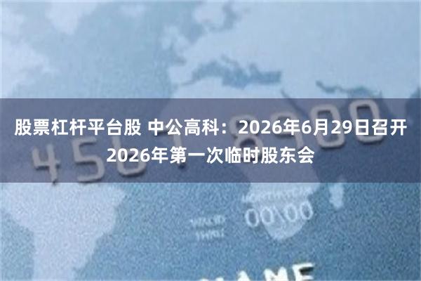 股票杠杆平台股 中公高科：2026年6月29日召开2026年第一次临时股东会