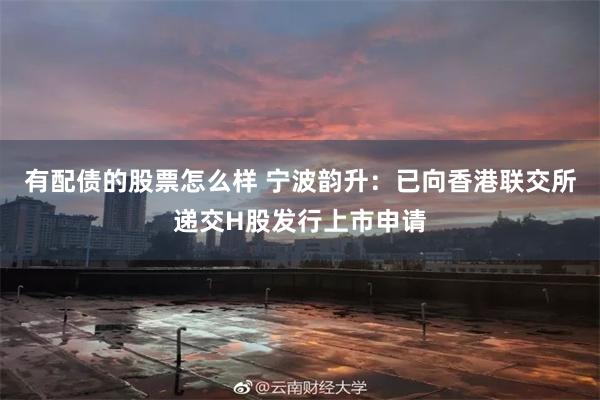 有配债的股票怎么样 宁波韵升：已向香港联交所递交H股发行上市申请