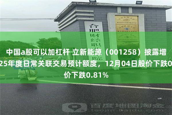 中国a股可以加杠杆 立新能源（001258）披露增加2025年度日常关联交易预计额度，12月04日股价下跌0.81%