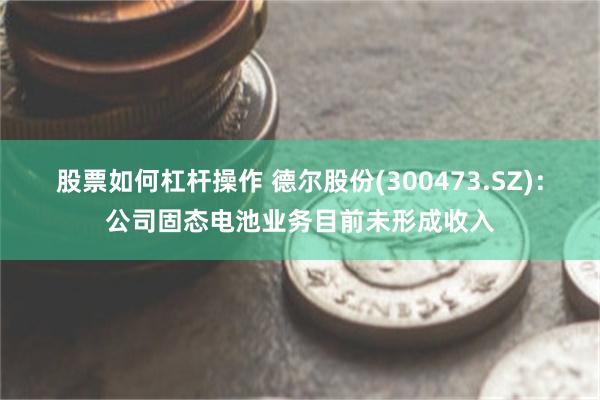 股票如何杠杆操作 德尔股份(300473.SZ)：公司固态电池业务目前未形成收入