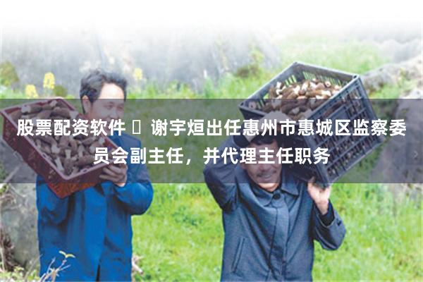 股票配资软件 ​谢宇烜出任惠州市惠城区监察委员会副主任，并代理主任职务