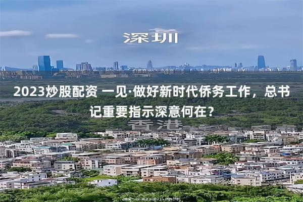 2023炒股配资 一见·做好新时代侨务工作，总书记重要指示深意何在？