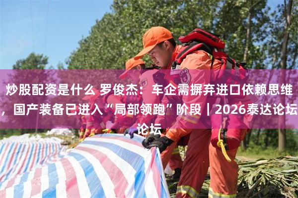 炒股配资是什么 罗俊杰：车企需摒弃进口依赖思维，国产装备已进入“局部领跑”阶段｜2026泰达论坛